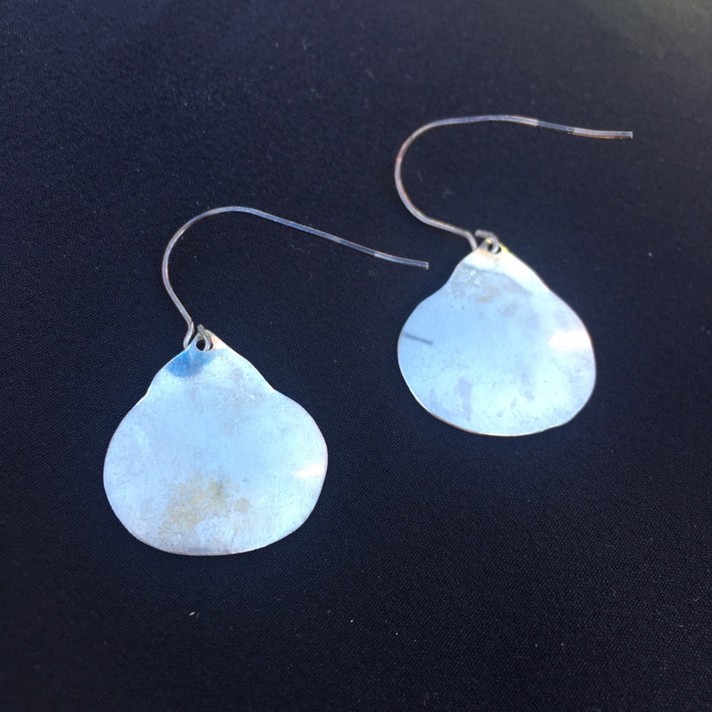 Silver Earrings - Textured Teardrop Dangle with Organic/Abstract Stamped Pattern - Picture 9 of 9